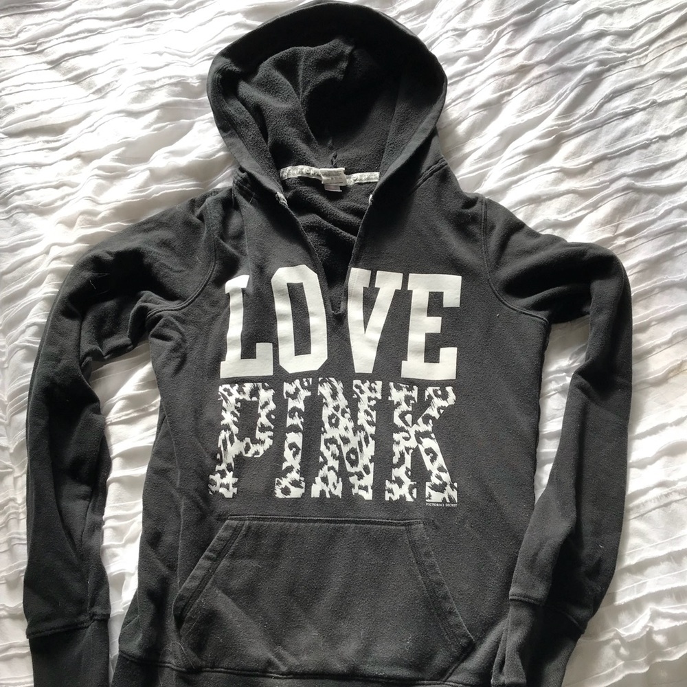 Victoria’s Secret Pink- Black v neck sweatshirt