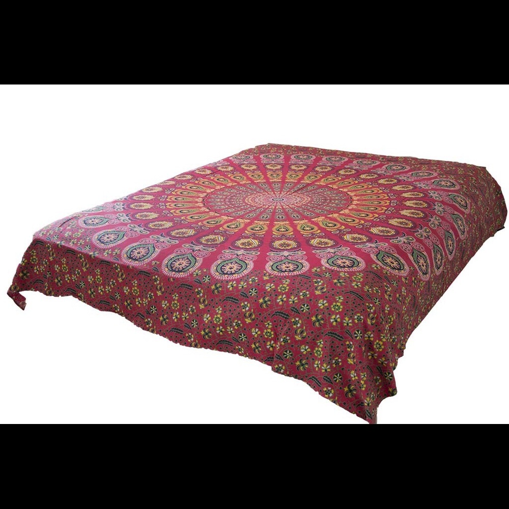 Queen Hippie Red Psychedelic Mandala Tapestry
