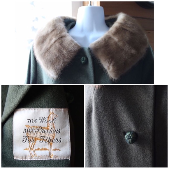 50s Raleighs Shawl Mink Collar SWING COAT - Picture 4 of 4