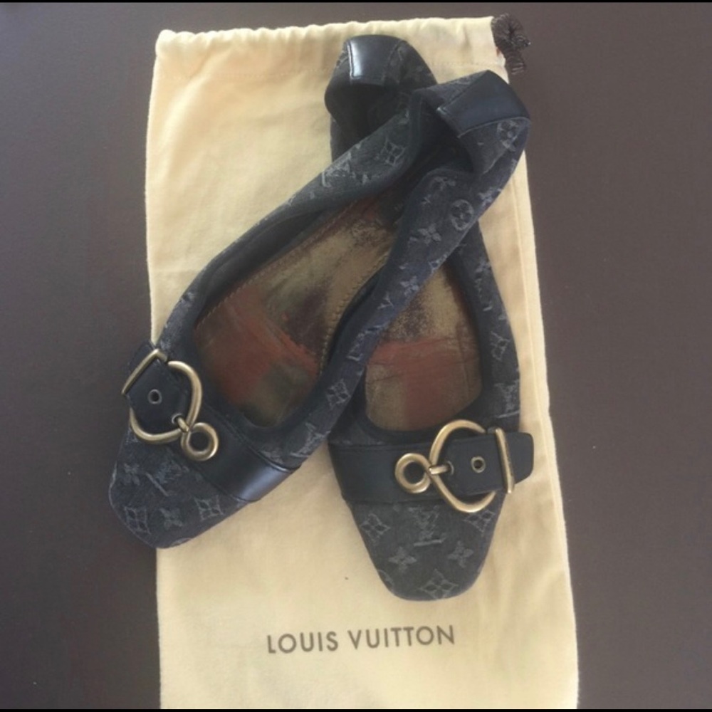 Louis Vuitton Denim Monogrammed Flats