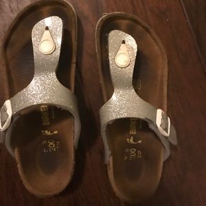 Girl Birkenstock silver shimmer