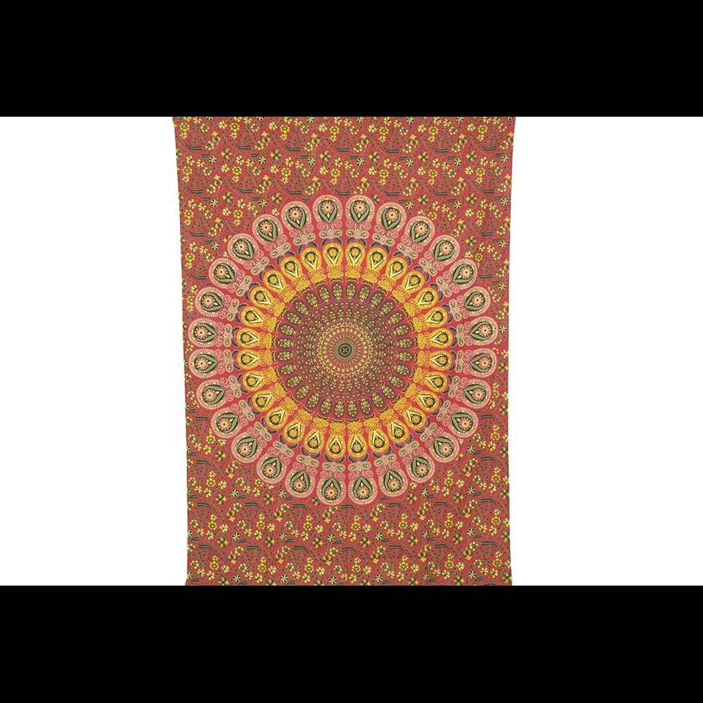 Twin Hippie Red Psychedelic Mandala Tapestry Decor