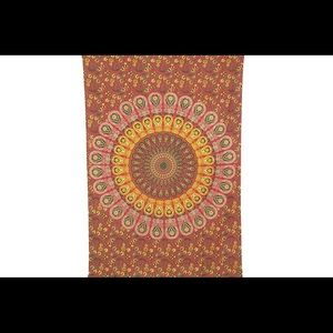 Twin Hippie Red Psychedelic Mandala Tapestry Decor