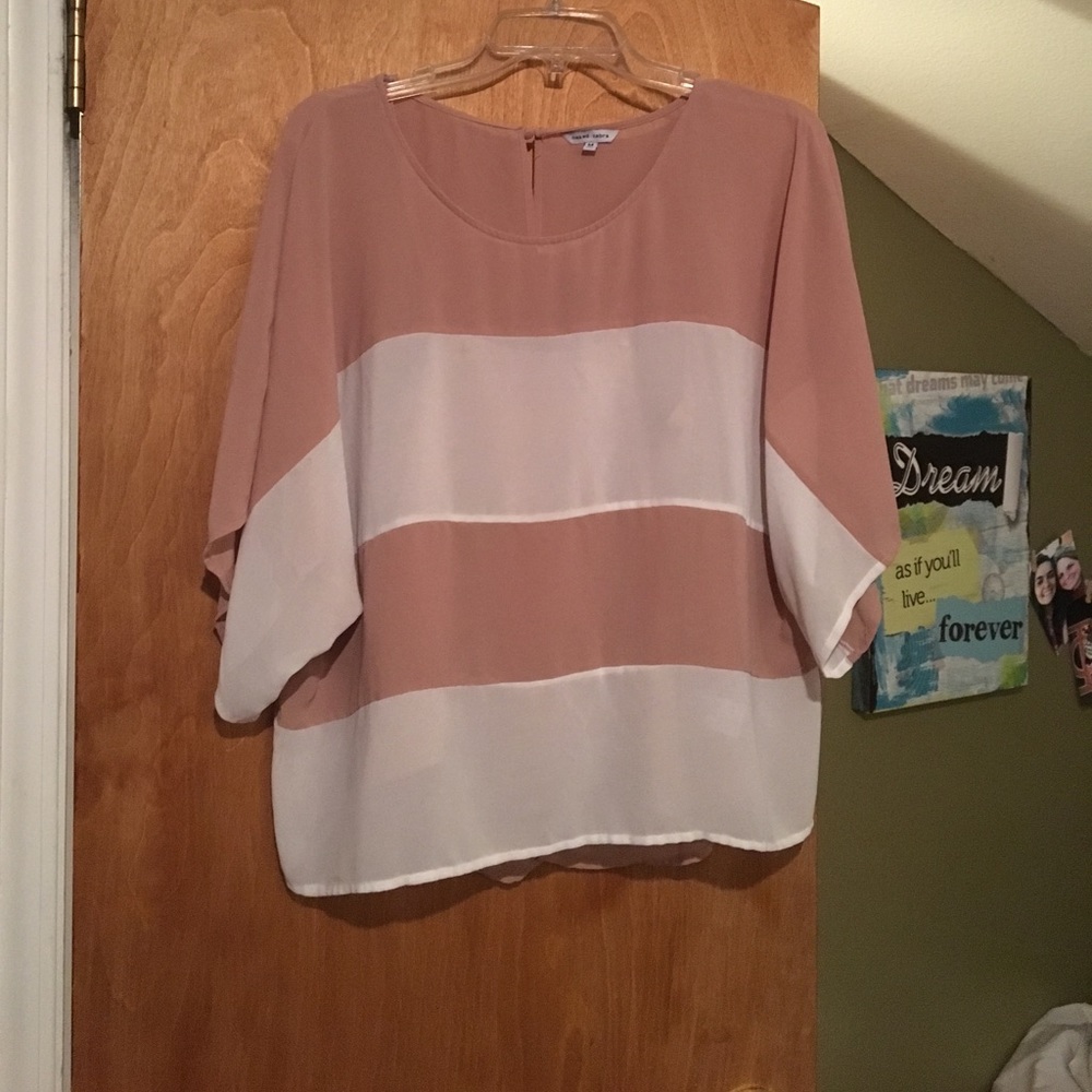 Tan and white blouse