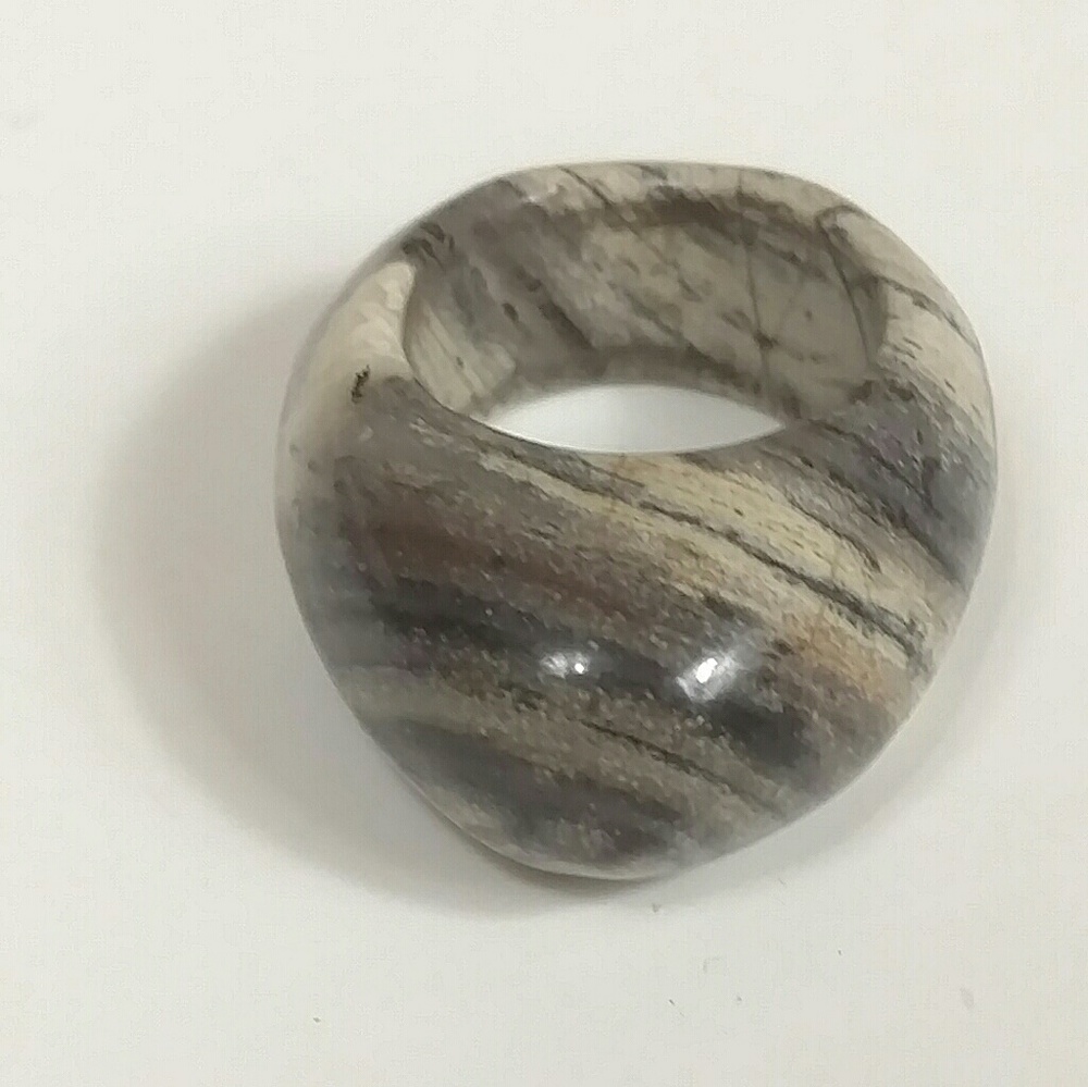 Vintage stone midi ring beige, grey, brown, cream