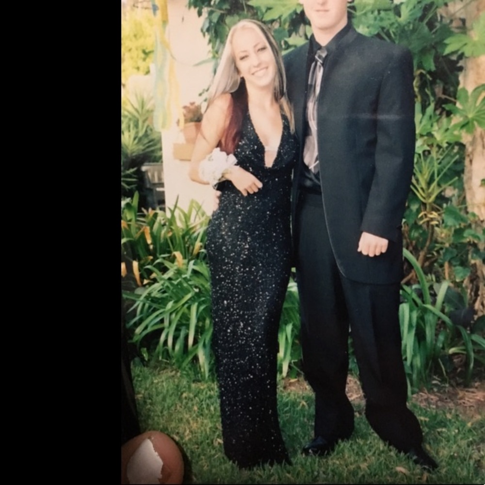 Black sequined formal dress