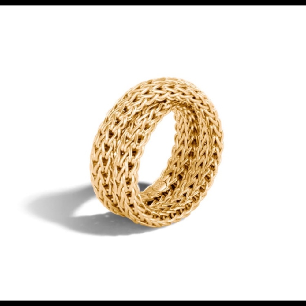 NEW John Hardy 18K Gold overlap Wide  Ring size 7