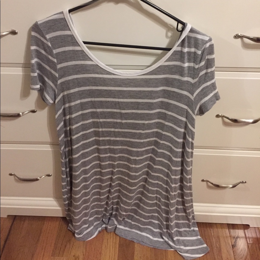 Gray and white striped dress