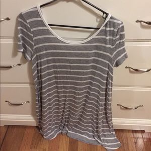 Gray and white striped dress