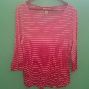 Pink & White Striped Ombre Top XL