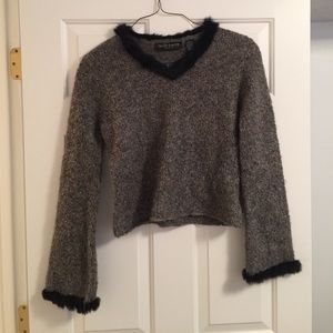 Darling cropped sweater with faux fur collar/cuffs