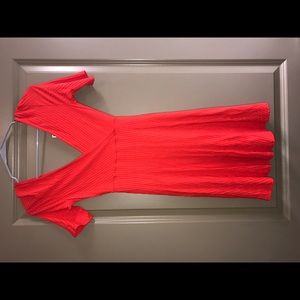 Red v neck dress