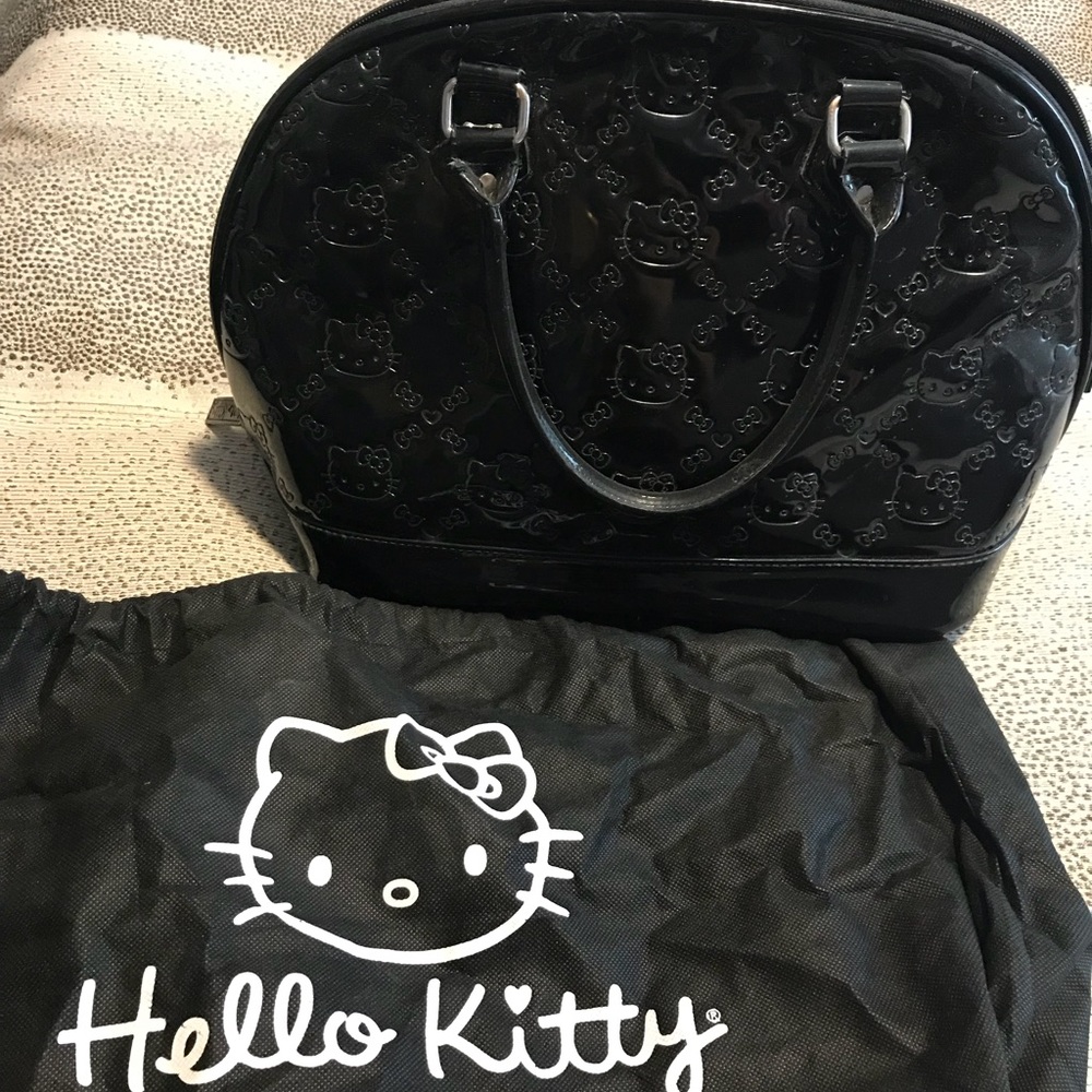 Hello Kitty Patent Leather Black Embossed Bag
