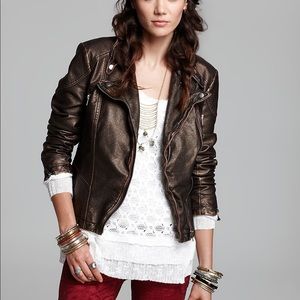 ONE DAY SALE Free People metallic leather jacket