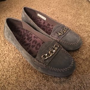 Grey penny loafers