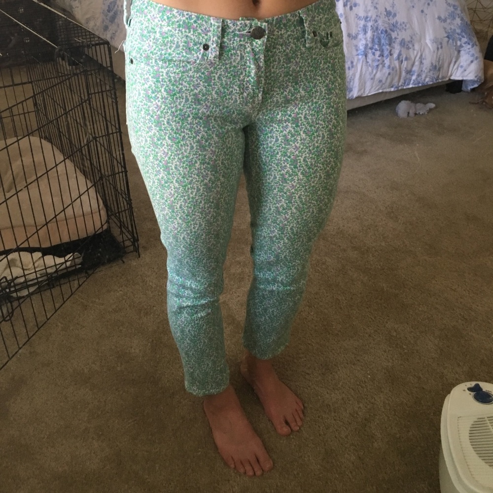J. Crew floral stretch toothpick jeans