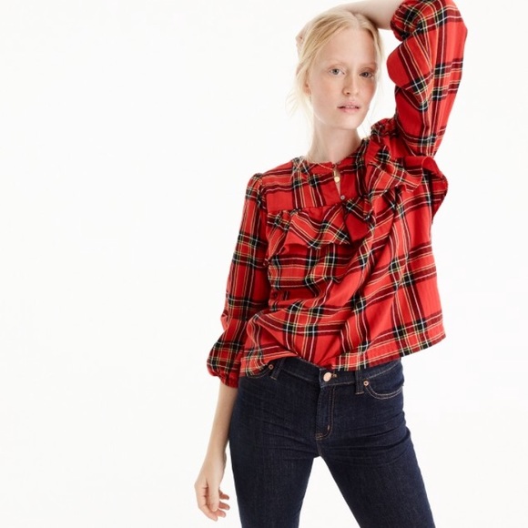 ruffle plaid top