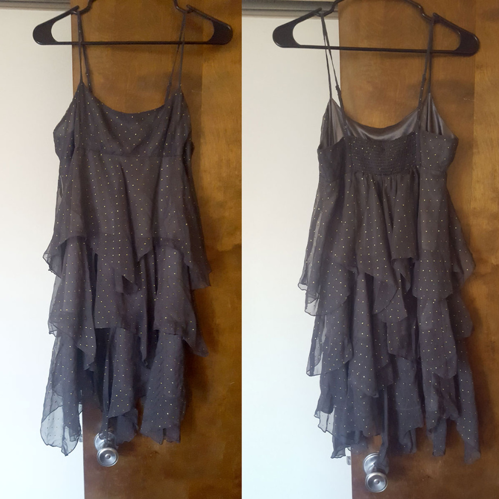 Free People Disco Dot Dress Grey Size 4 - Picture 3 of 3