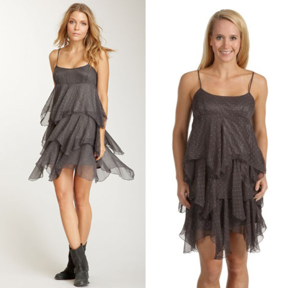 Free People Disco Dot Dress Grey Size 4 - Picture 2 of 3