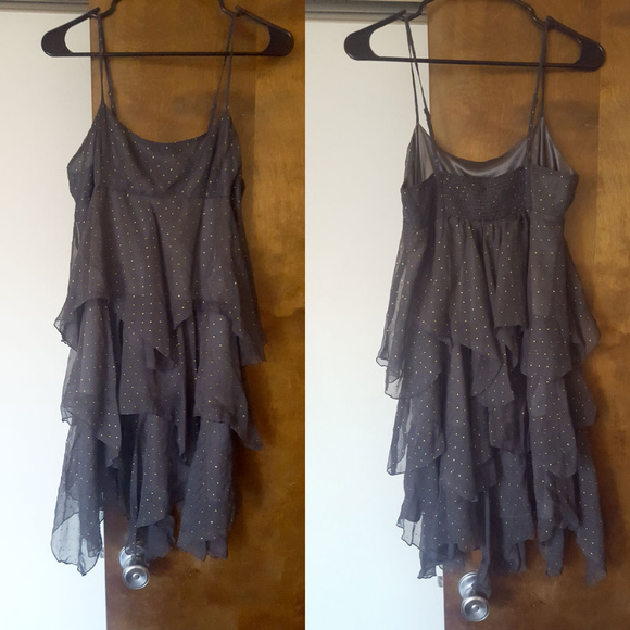 Free People Disco Dot Dress Grey Size 4 - Picture 3 of 3