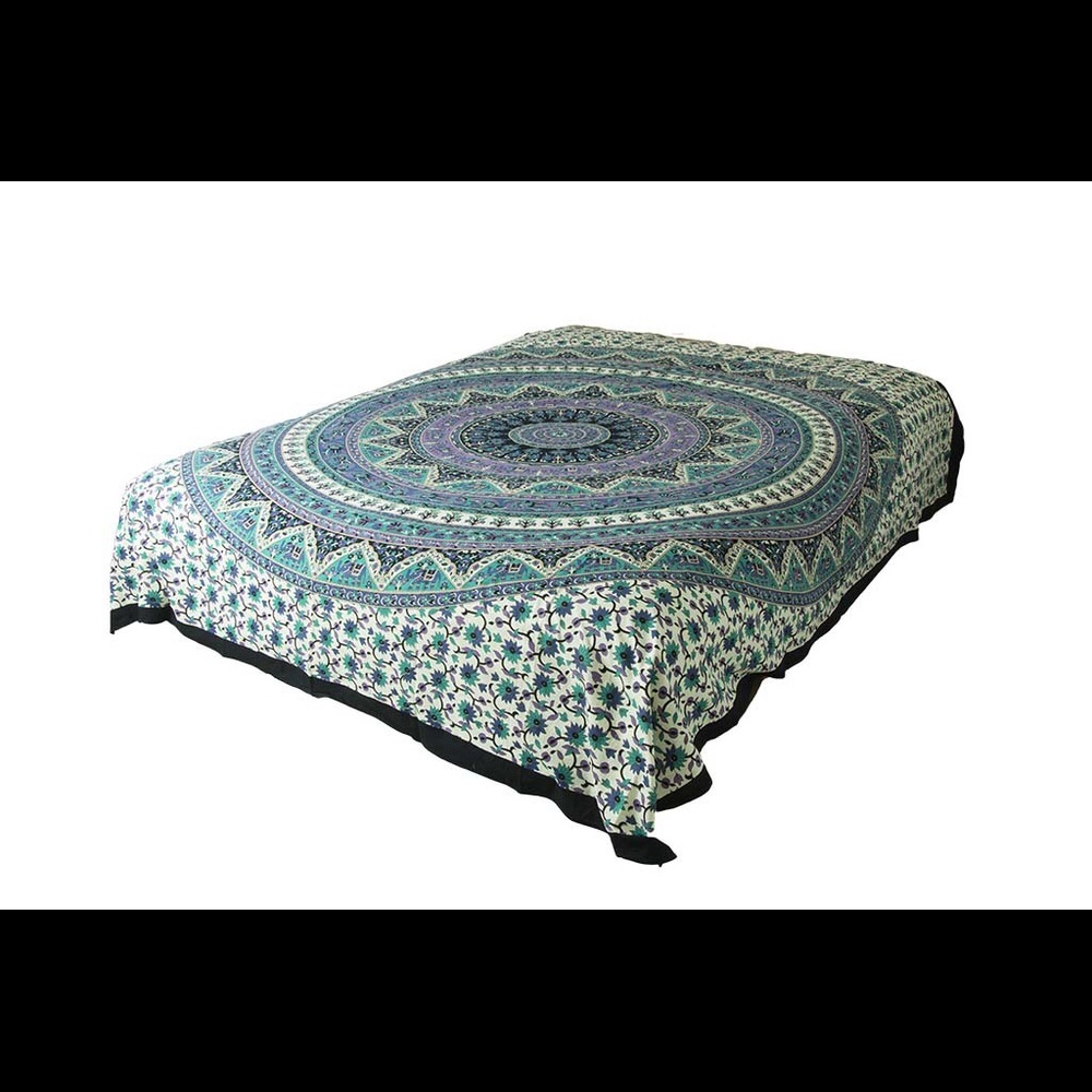 Queen Hippie Blue Mandala Tapestry Bohemian Decor