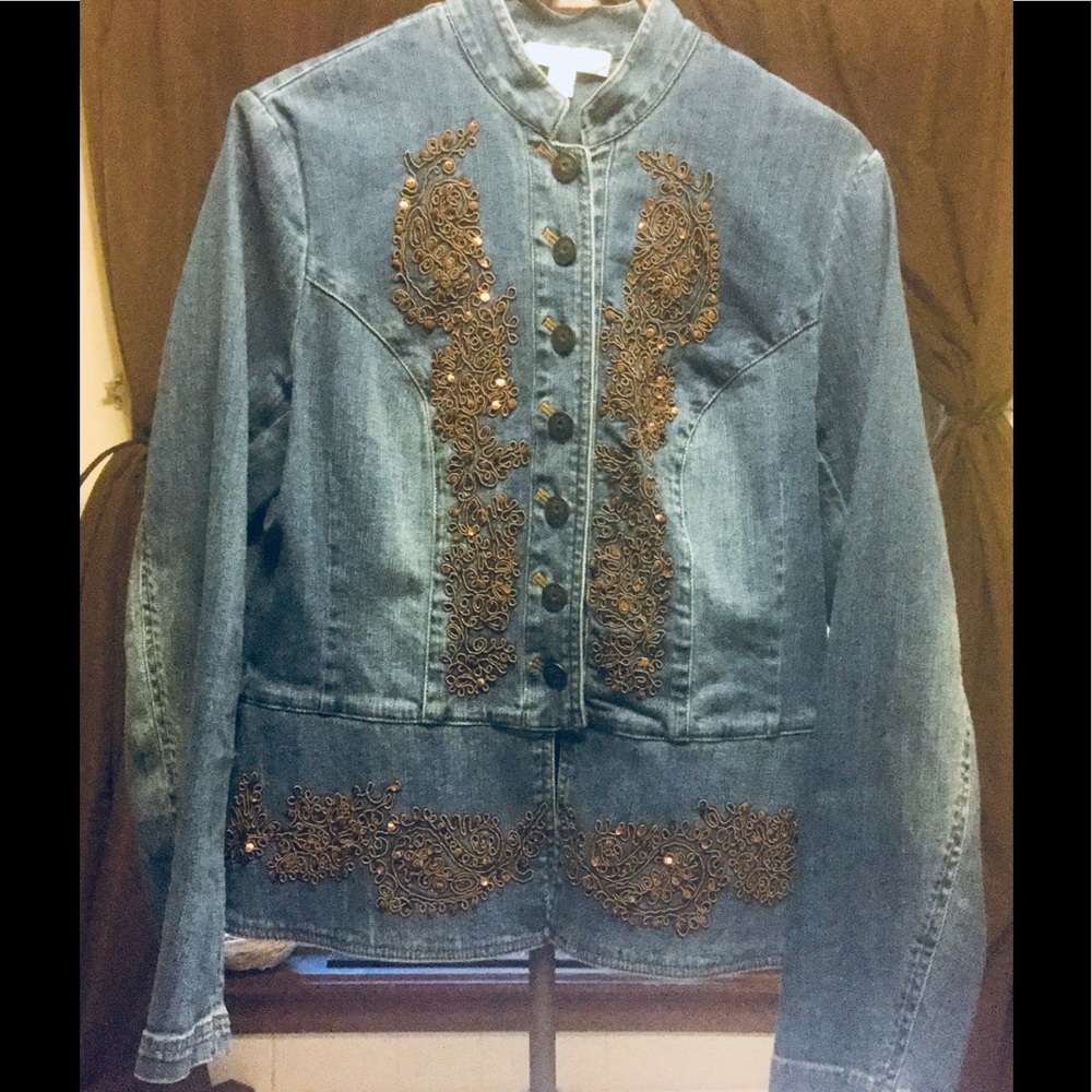 Coldwater Creek Embroidered Denim Jacket