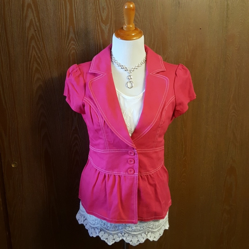 Vanity Hot Pink Denim Ruffled Jacket