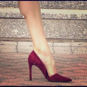 Burgundy Suede D’Orsay Stiletto Pumps - kissable!