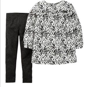 Carter's Animal Print Top & Sparkle Leggings Set