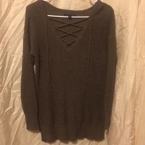 Brown thick knit sweater