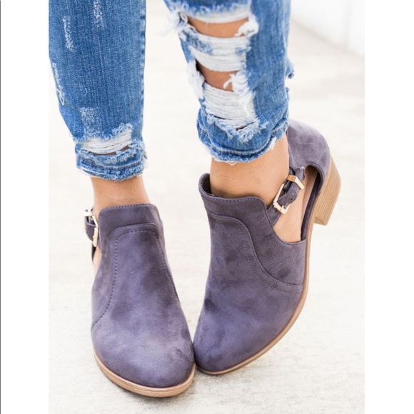 Vegan Suede Cut Out Ankle Bootie - Picture 6 of 8