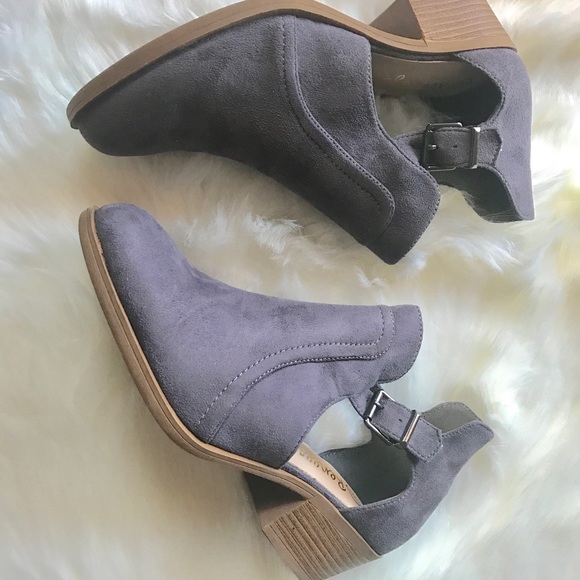 Vegan Suede Cut Out Ankle Bootie - Picture 4 of 8