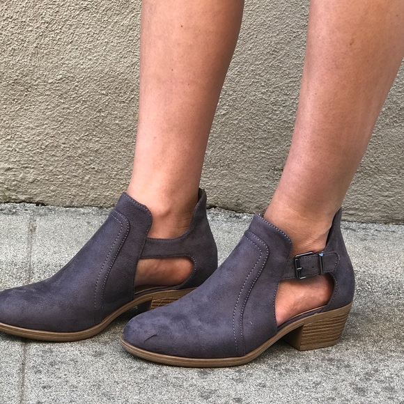 Vegan Suede Cut Out Ankle Bootie - Picture 2 of 8