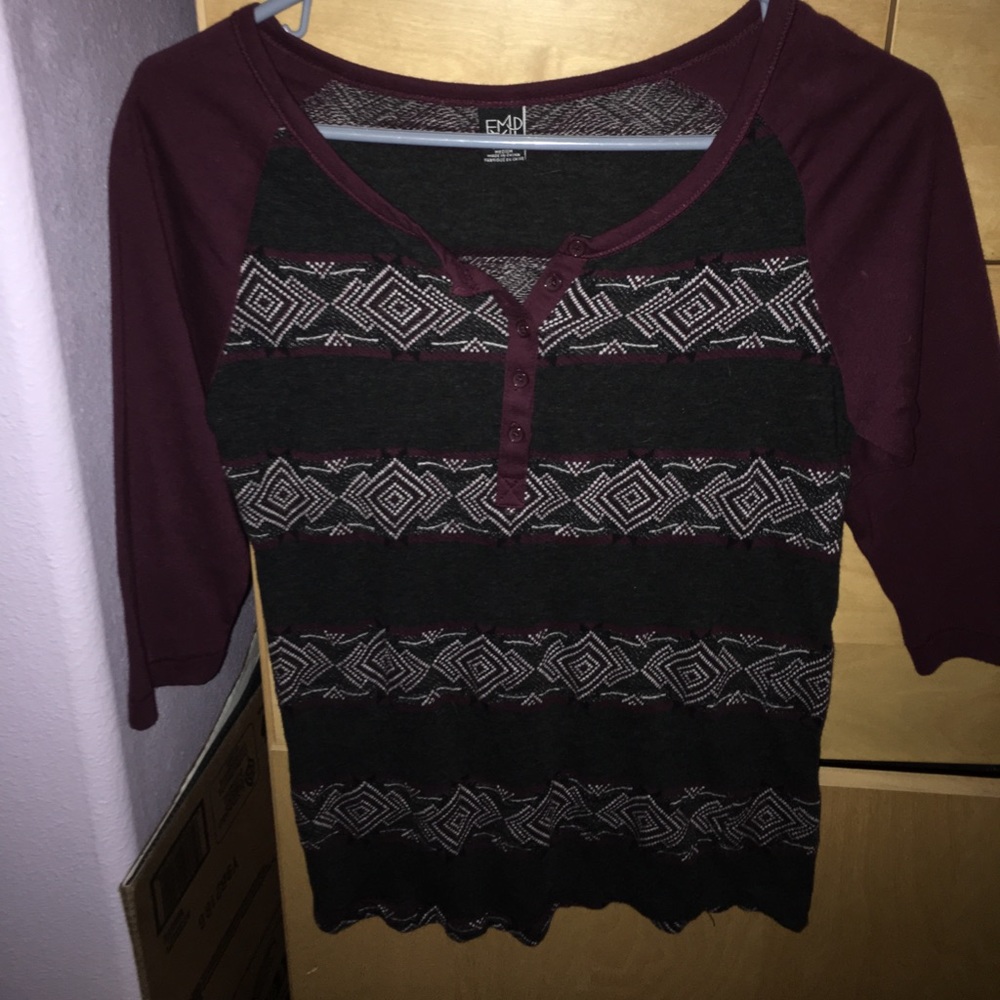 Quarter sleeve half button up shirt