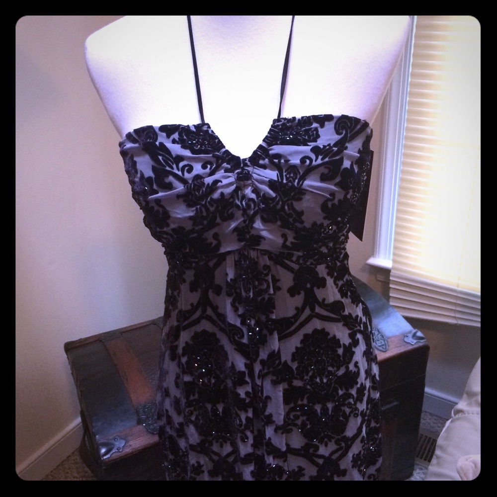 Hale Bob beautiful Velvet Appliqué beaded Dress! 🌸 💄👄