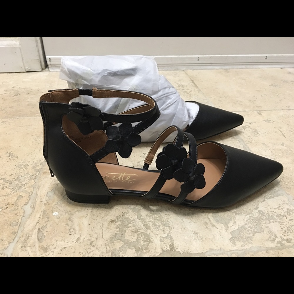 Nanette Lenore flowery, strappy ballet flats, Sz 8