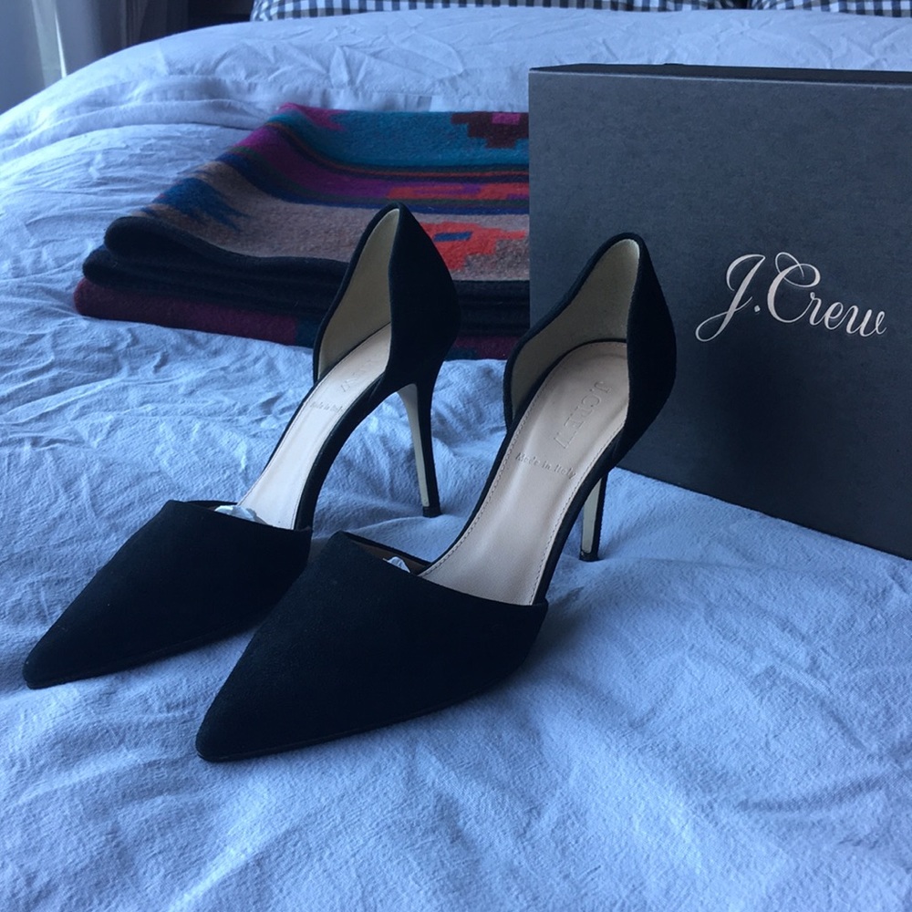 J. Crew Elsie Black Suede D’orsay Pump