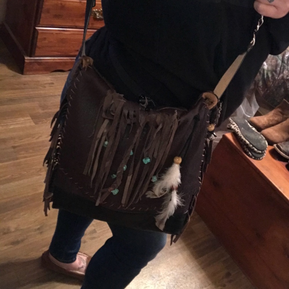Hand made boho, gypsy purse. Real leather