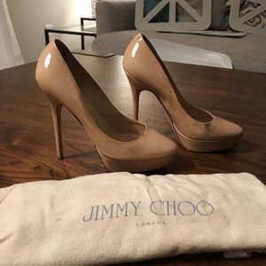 Jimmy Choo Nude Patent Platform Pump