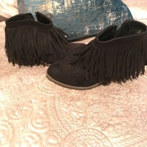 Black fringe ankle booties size 7