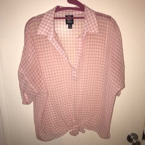 Babeau pink gingham sheer top