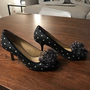 Kate Spade polka dot peep toe pumps