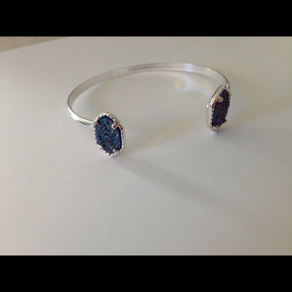 Blue Druzy Silver Bracelet