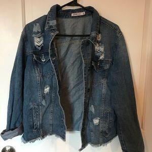 JustFab distressed denim jacket