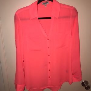 Express portofino button down blouse hot pink
