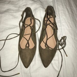 Old Navy olive green lace up ballet flats