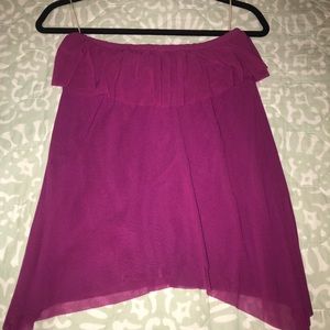 Magenta tube top with ruffle