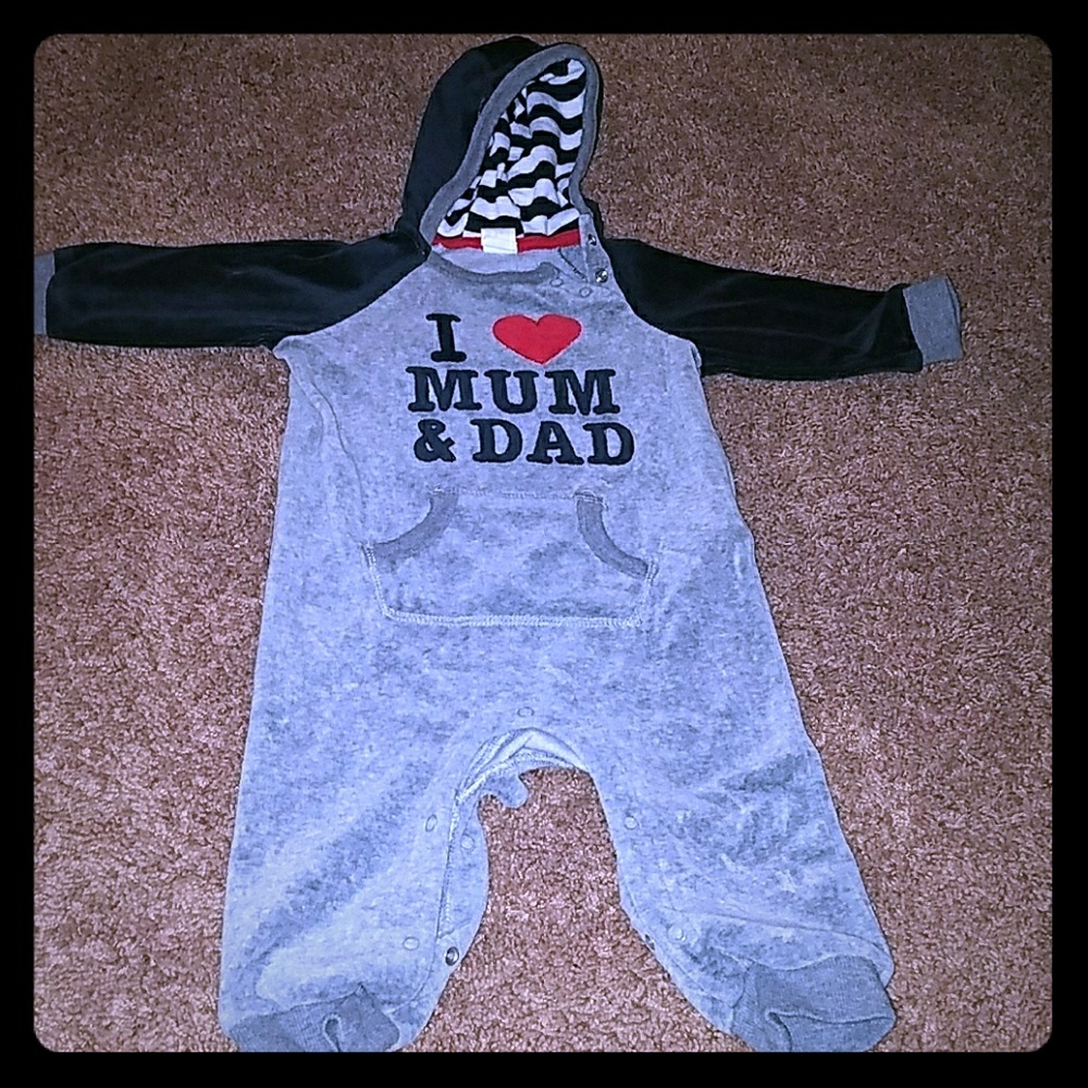 Velour hooded one piece