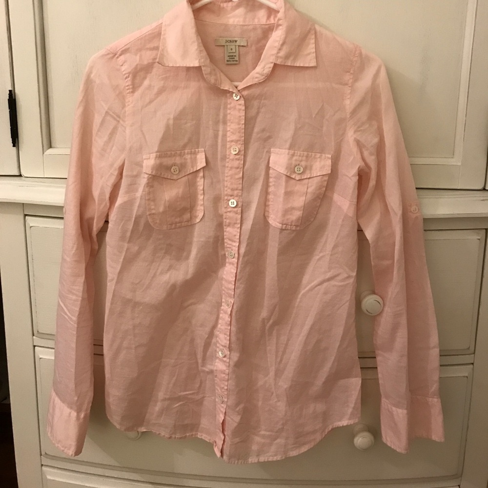 J.crew lightweight pink button down shirt