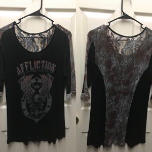 Affliction Lace Back 3/4 sleeve